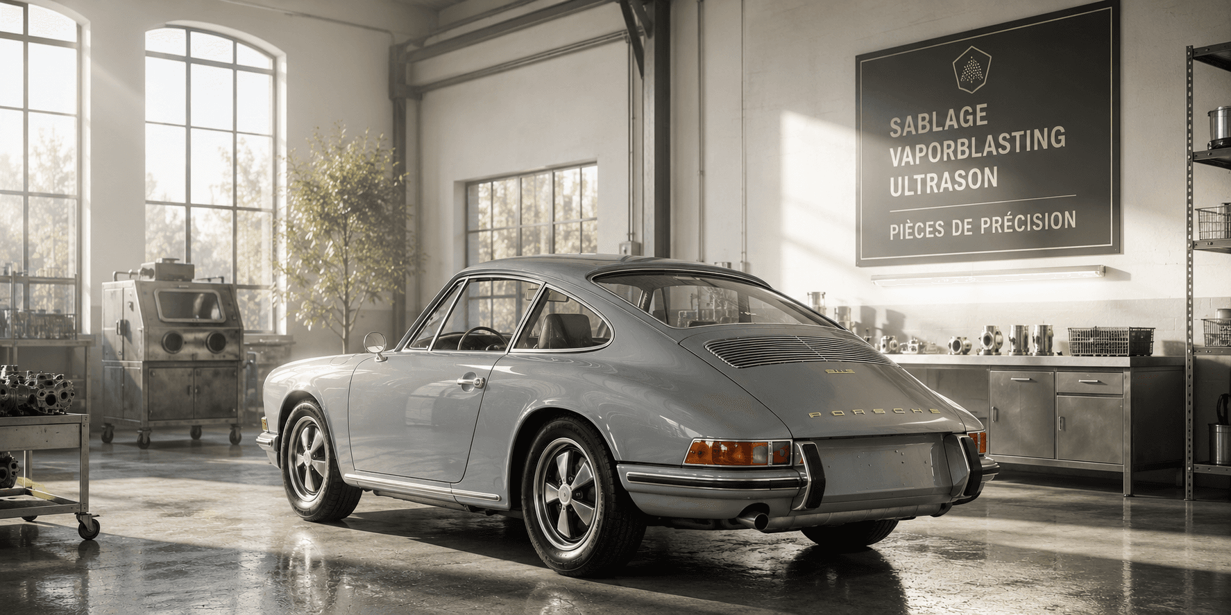 Atelier Mecafino — Porsche 911 classique, sablage, vaporblasting, ultrason